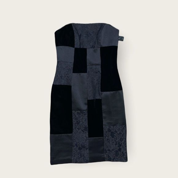 NWT A.B.S. Evening by Allen Schwartz strapless black lace velvet dress size 2 - Picture 4 of 9